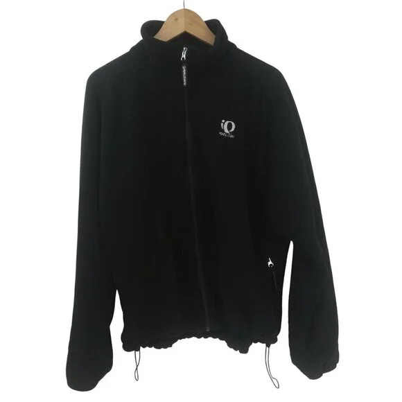 Pearl Izumi Full Zip Black Mock Neck Fleece Jacket Size L Mens Pockets Cycling - Picture 1 of 12